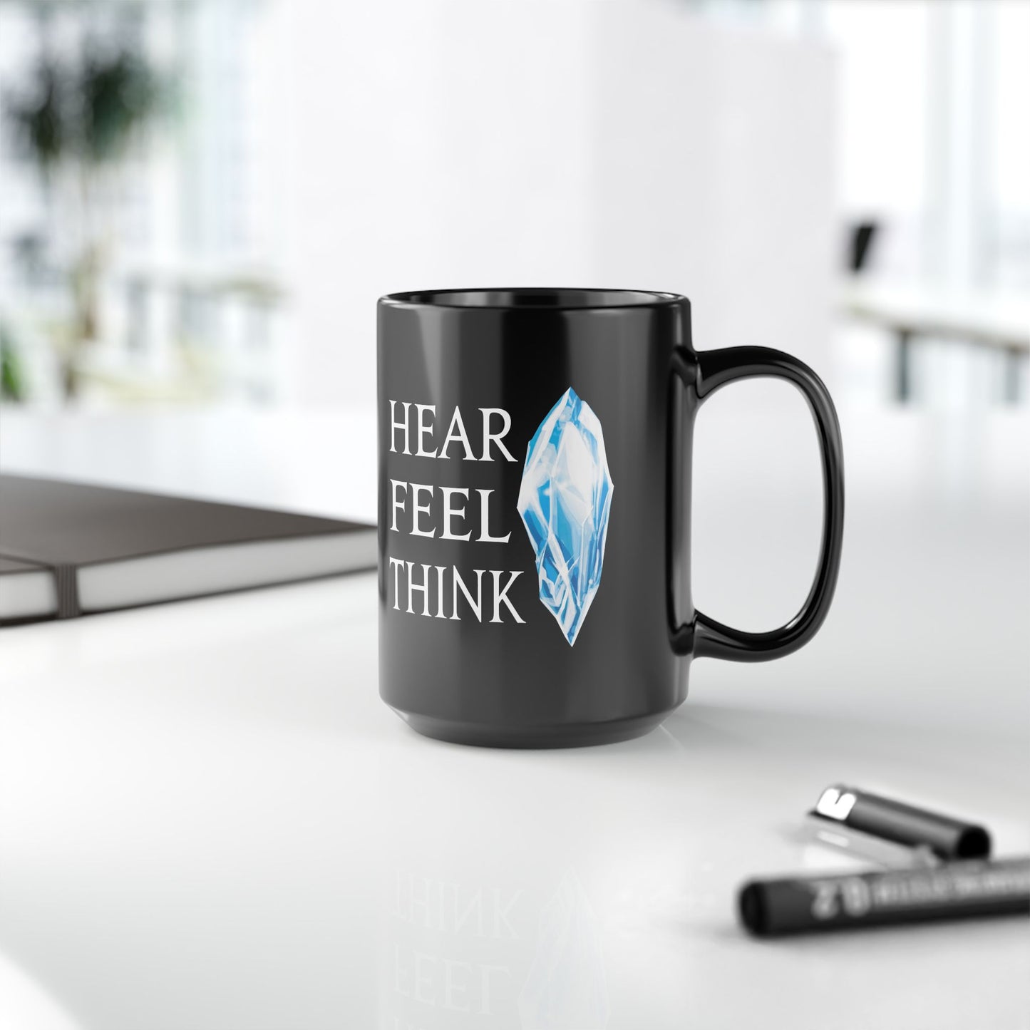 Hear Feel Think Hydaelyn FFXIV 11 & 15oz Black Mug