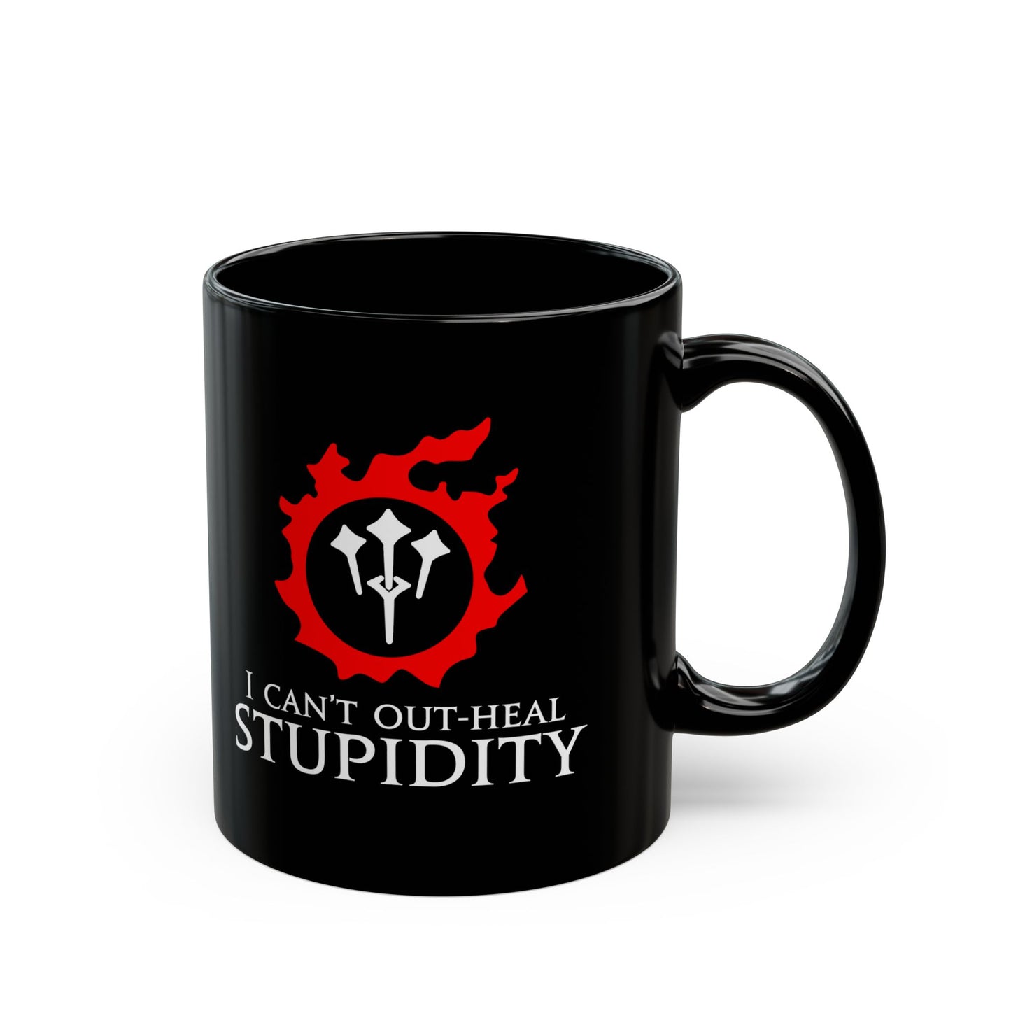 Sage - I can't out-heal Stupidity FFXIV 15oz & 11oz Black Mug