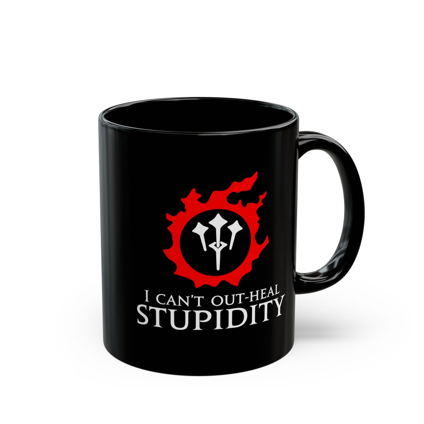 Sage - I can't out-heal Stupidity FFXIV 15oz & 11oz Black Mug
