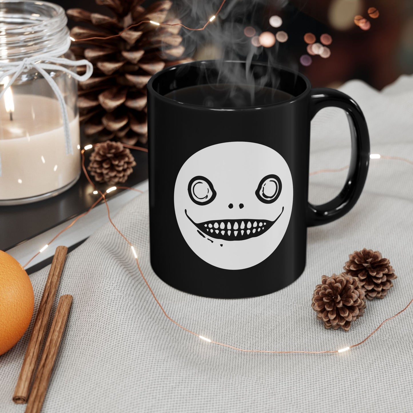 Emil / Yoko Taro face maks NieR Series 11 & 15oz Black Mug