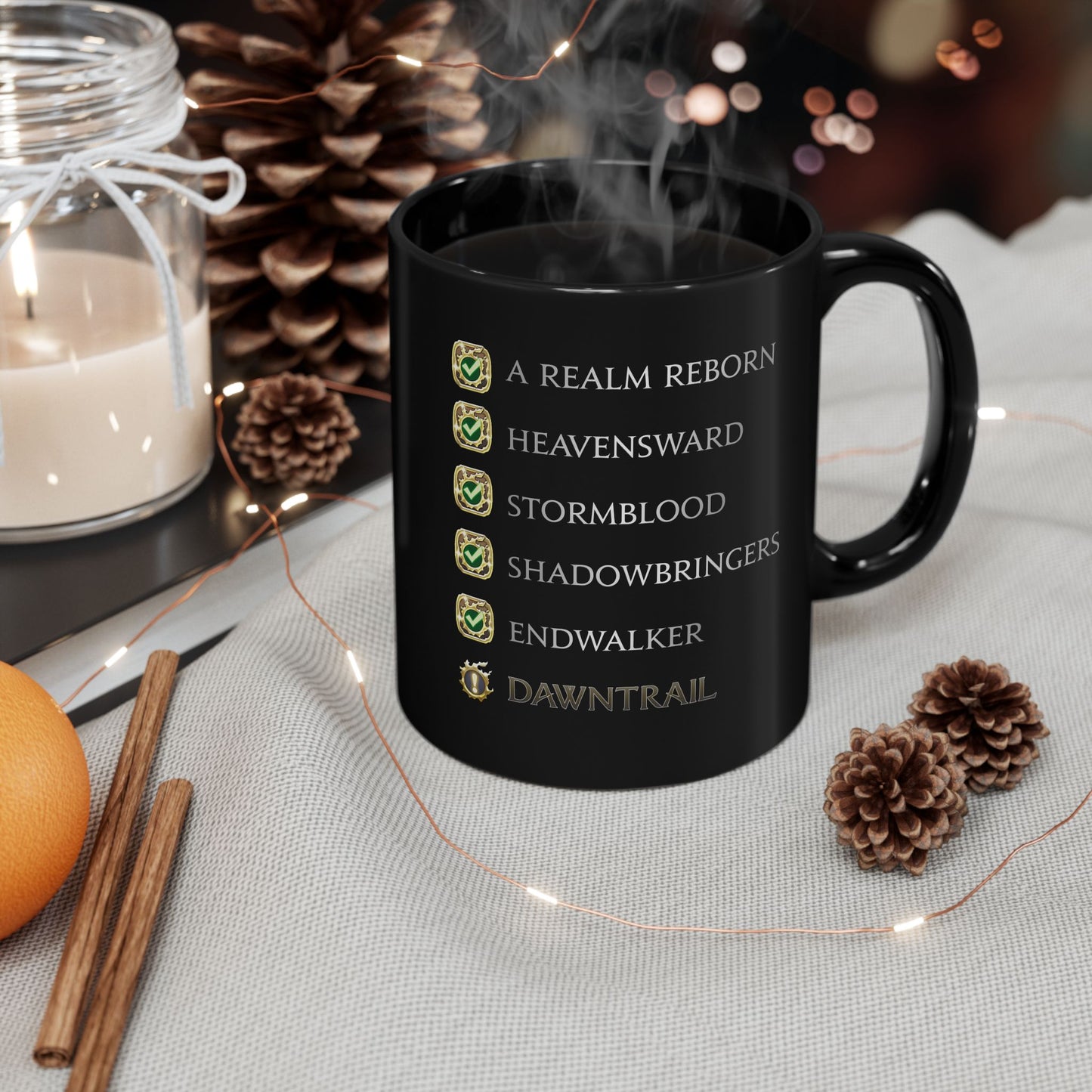 The lastest MSQ FFXIV Dawntrail FFXIV 11 & 15oz Black Mug