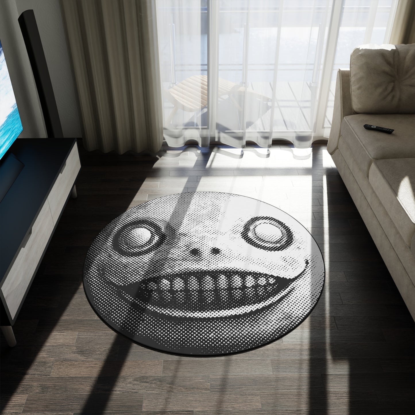 Emil - Yoko Taro mask NieR Automata / Replicant Round Rug 60''