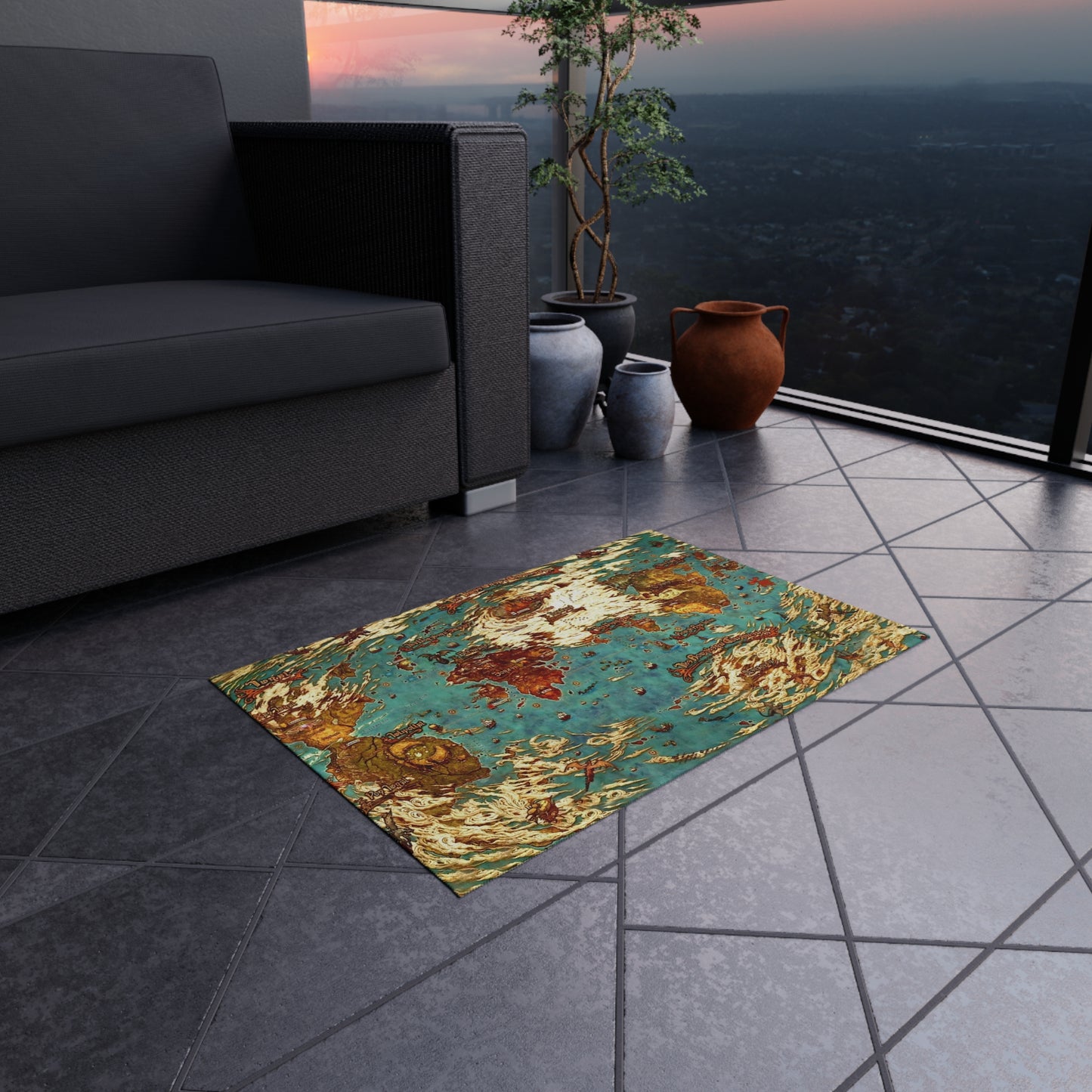 World map Hydaelyn Etheirys Dawntrail - FFXIV Outdoor Rug 24'' to 84''