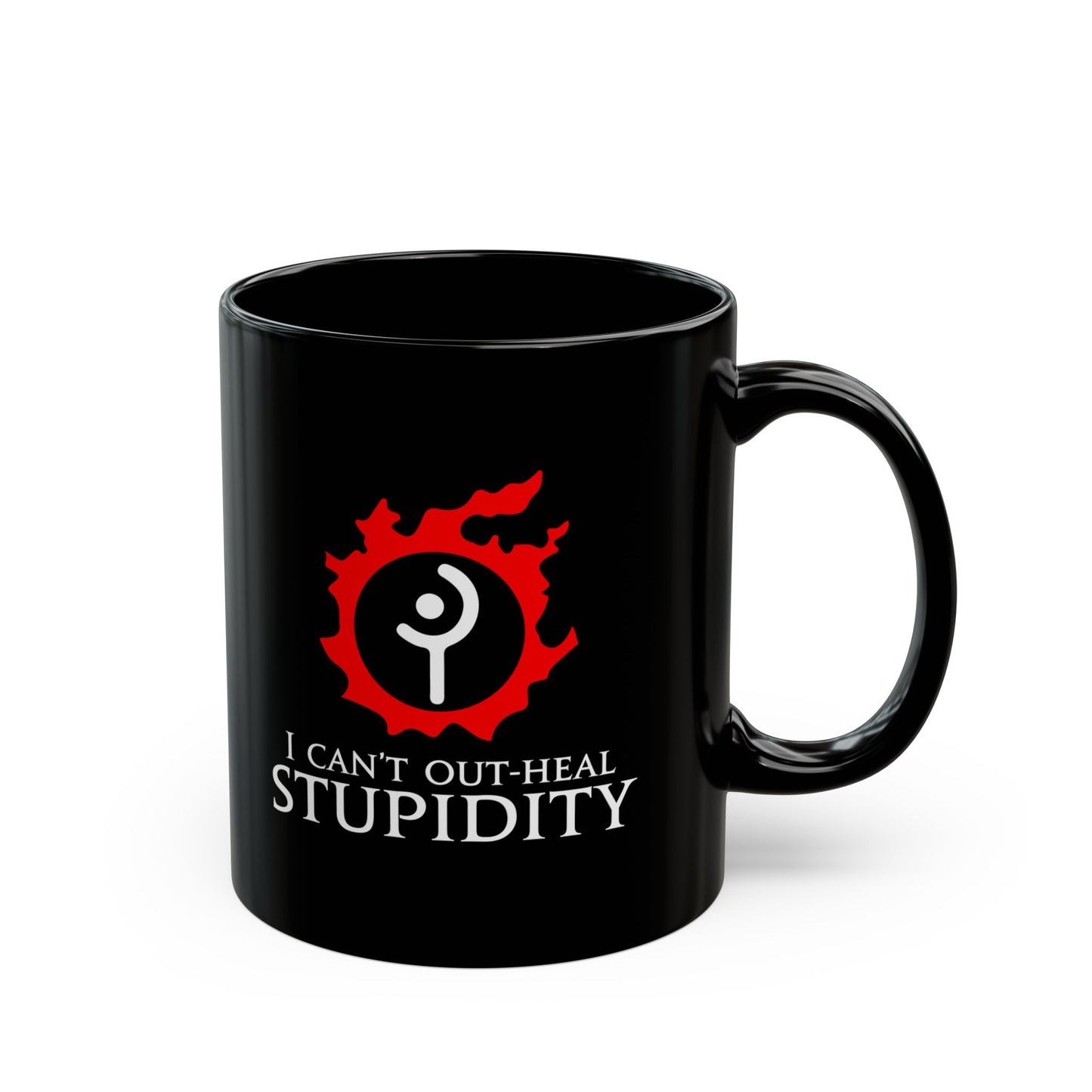 White Mage - I can't out-heal Stupidity FFXIV 15oz & 11oz Black Mug