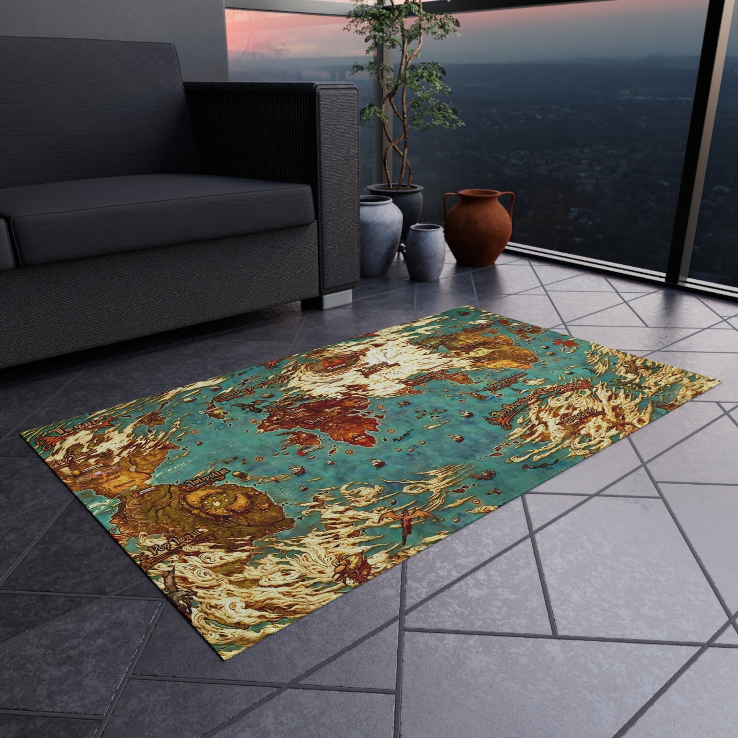 World map Hydaelyn Etheirys Dawntrail - FFXIV Outdoor Rug 24'' to 84''