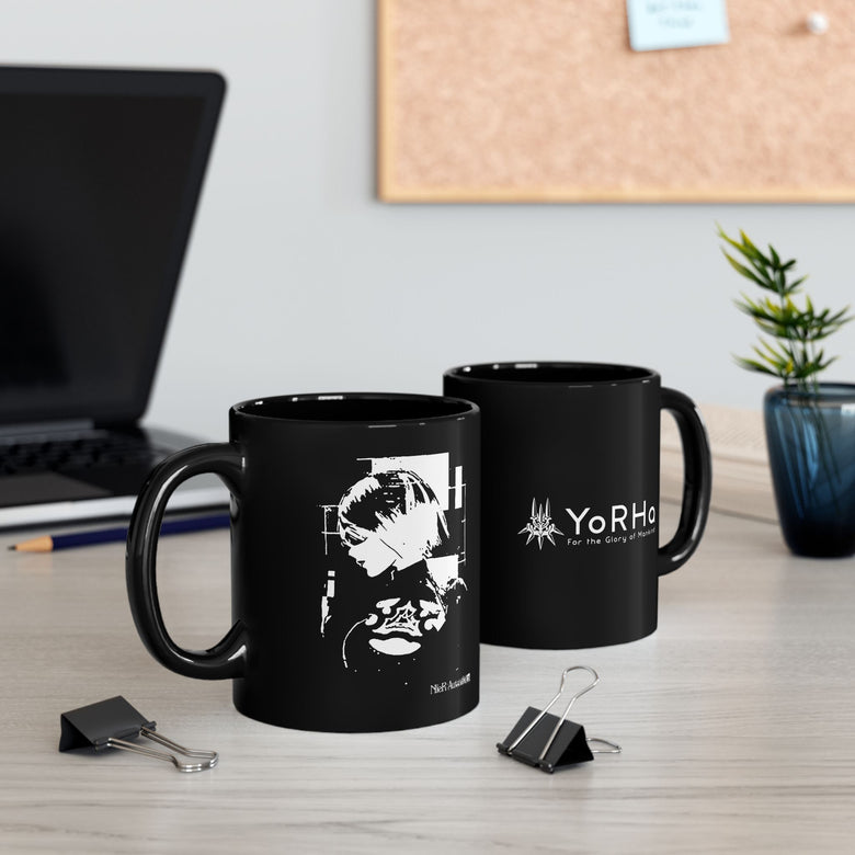 NieR Automata 2B YoRHa 11 & 15oz Black Mug
