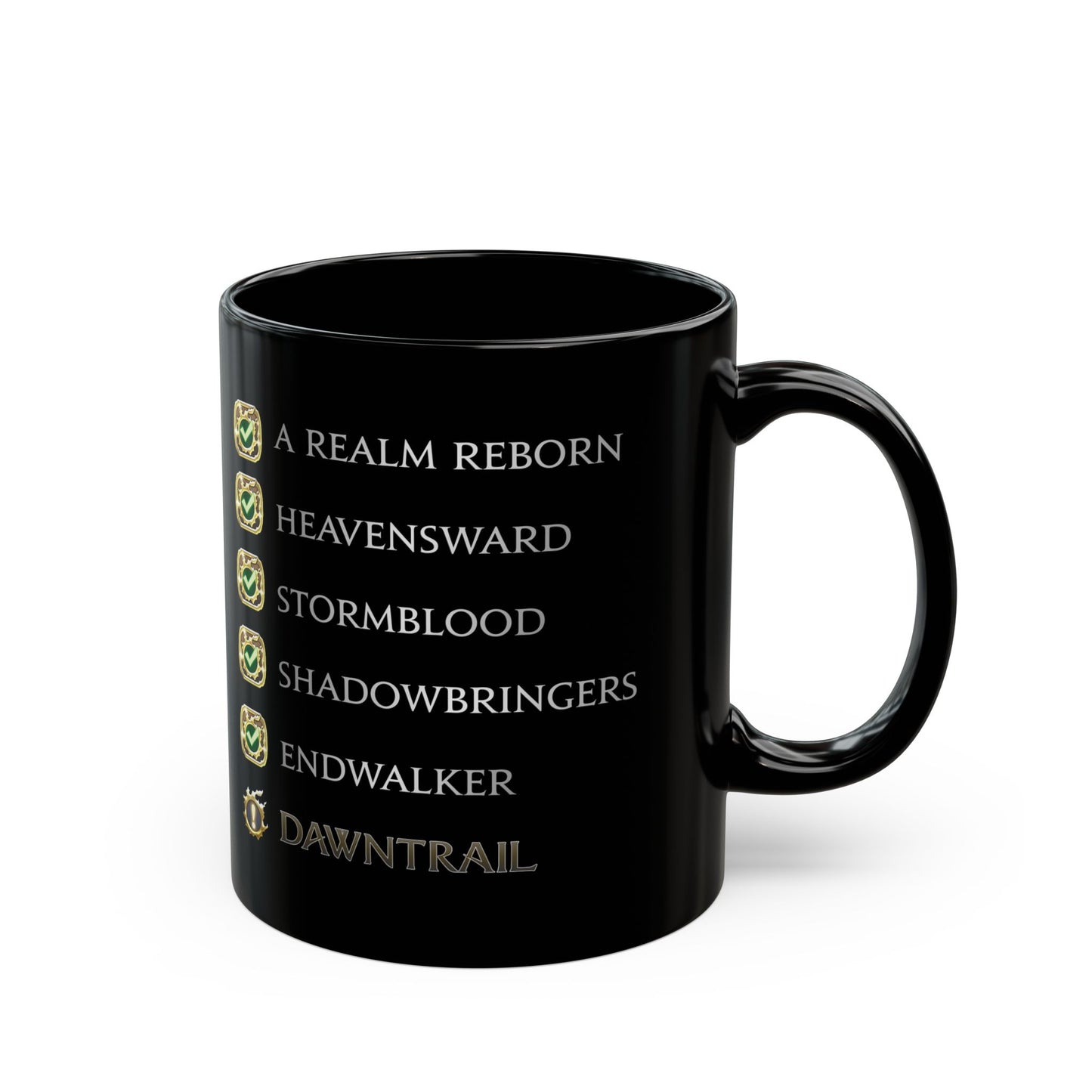 The lastest MSQ FFXIV Dawntrail FFXIV 11 & 15oz Black Mug