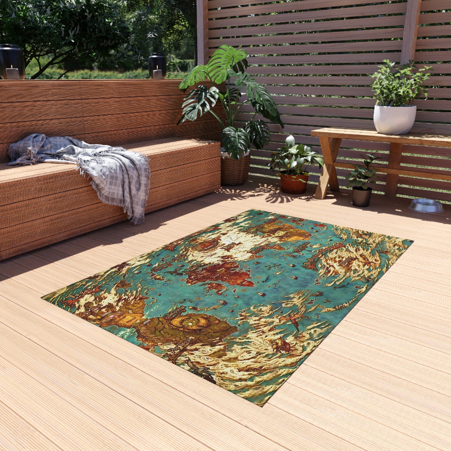 World map Hydaelyn Etheirys Dawntrail - FFXIV Outdoor Rug  24'' to 84''