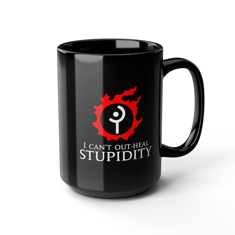 White Mage - I can't out-heal Stupidity FFXIV 15oz & 11oz Black Mug