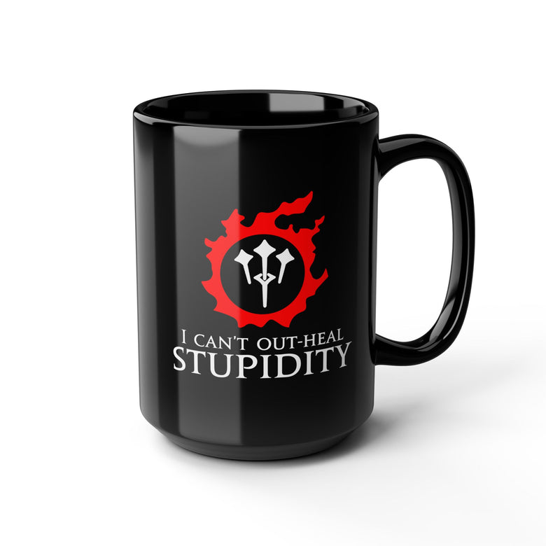 Sage - I can't out-heal Stupidity FFXIV 15oz & 11oz Black Mug