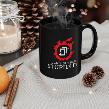 Astrologian - I can't out-heal Stupidity FFXIV 15oz & 11oz Black Mug